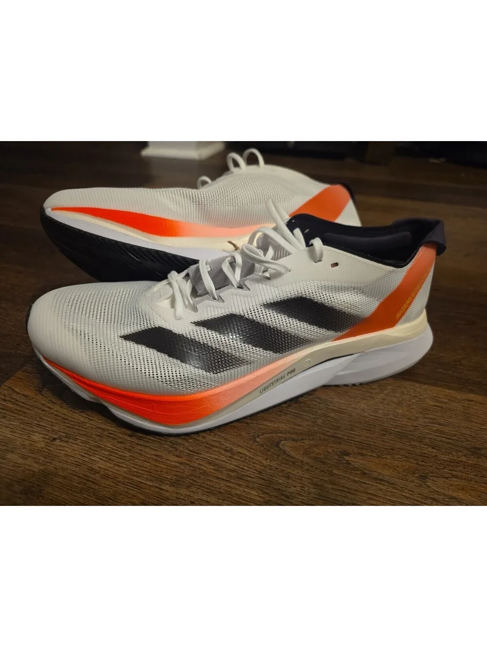 Size 10.5 Adidas Adizero Boston 12 M White Solar Men's Running Shoes IF9210